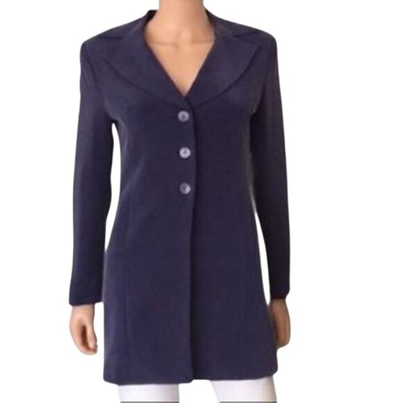 Hugo Buscati Collection 100% Silk Deep Purple 3 Button Blazer Size 2 - Picture 1 of 5